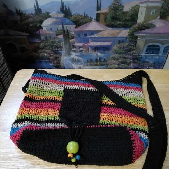 🚜🏩HANDMADE CROCHET BOHO BAG🥀🏡12"×10"x24" STRAP CROSSBODY. ♥️ - Picture 5 of 16